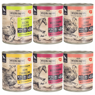 WIEJSKA ZOGRODA Mix Flavors konzerva mokrého krmiva pre psov 6 x 800 bez obilnín